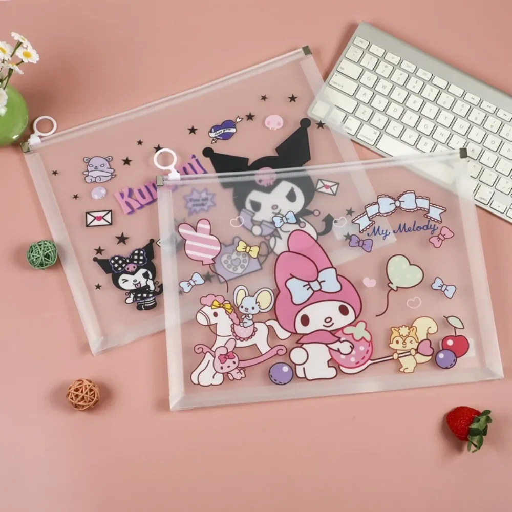 Anime Sanrio Kuromi Hello Kitty Kawaii Cute Cartoon Transparent Dust Prevention Pvc Multifunction Pen Box Stationery Storage Box