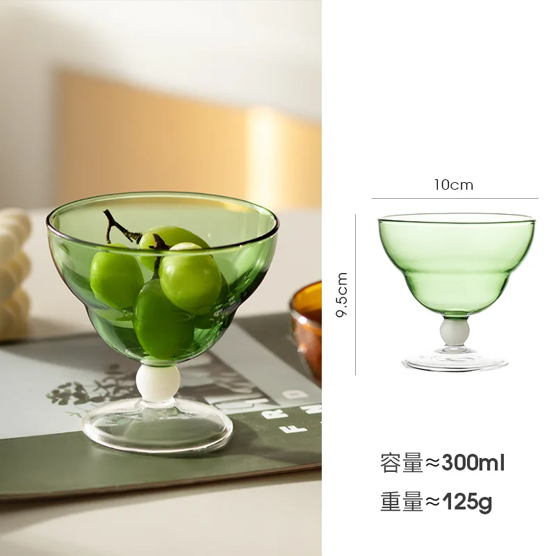 Ice Cream Cup Stripe Wine Cup Yogurt Shake High Boron Silicon Glass Pudding Dessert Ice Cream Cup Shot Glass