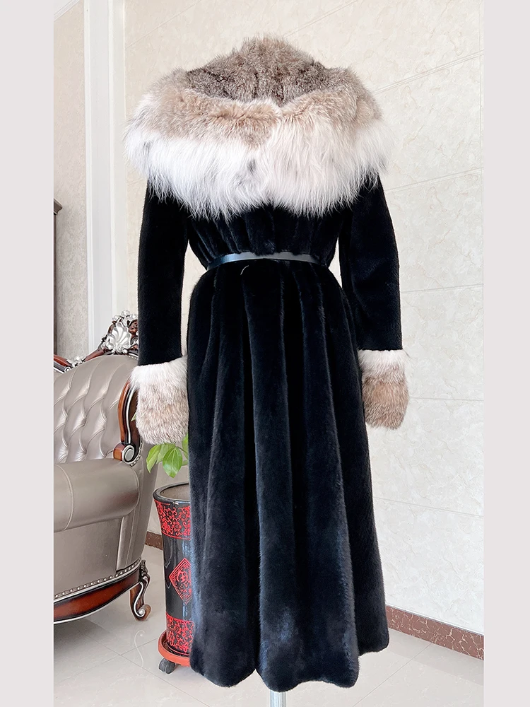 Fangtai 2024 Winter Warm Luxury Lynx Real Fur Coat Women Natural Real Mink Fur Jacket Outwear FemaleVest Coats Fashion X-Long