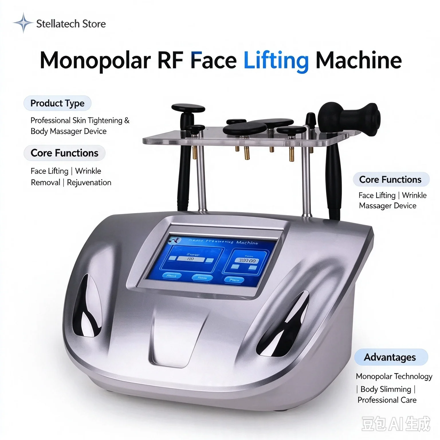 Monopolar   Machine Face Lifting Wrinkle Removal Body Slimming Massager Device  Rejuvenation