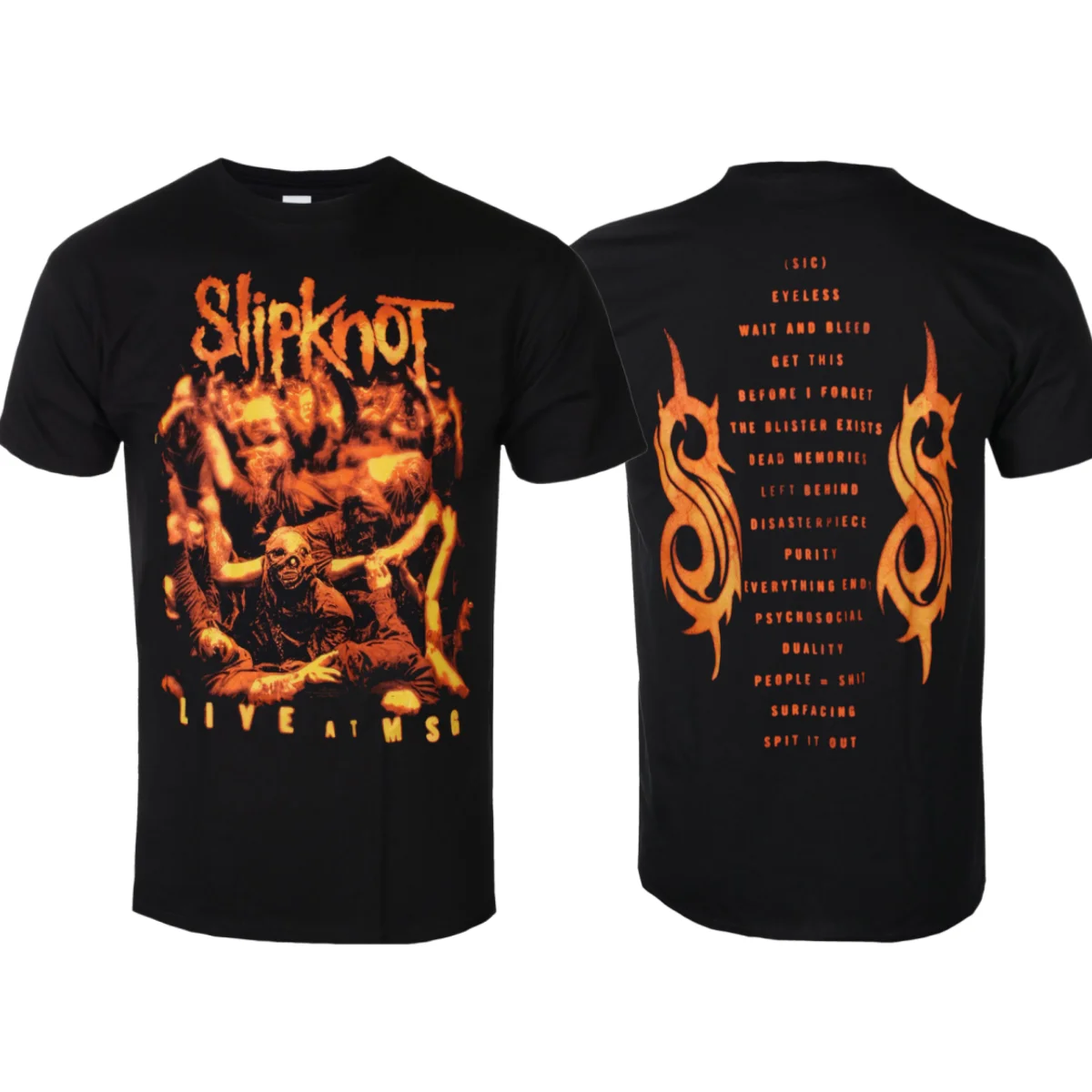 Camiseta con estampado de setlist de Slipknot MSG, unisex, 100% algodón, estilo retro casual de banda de nu metal.