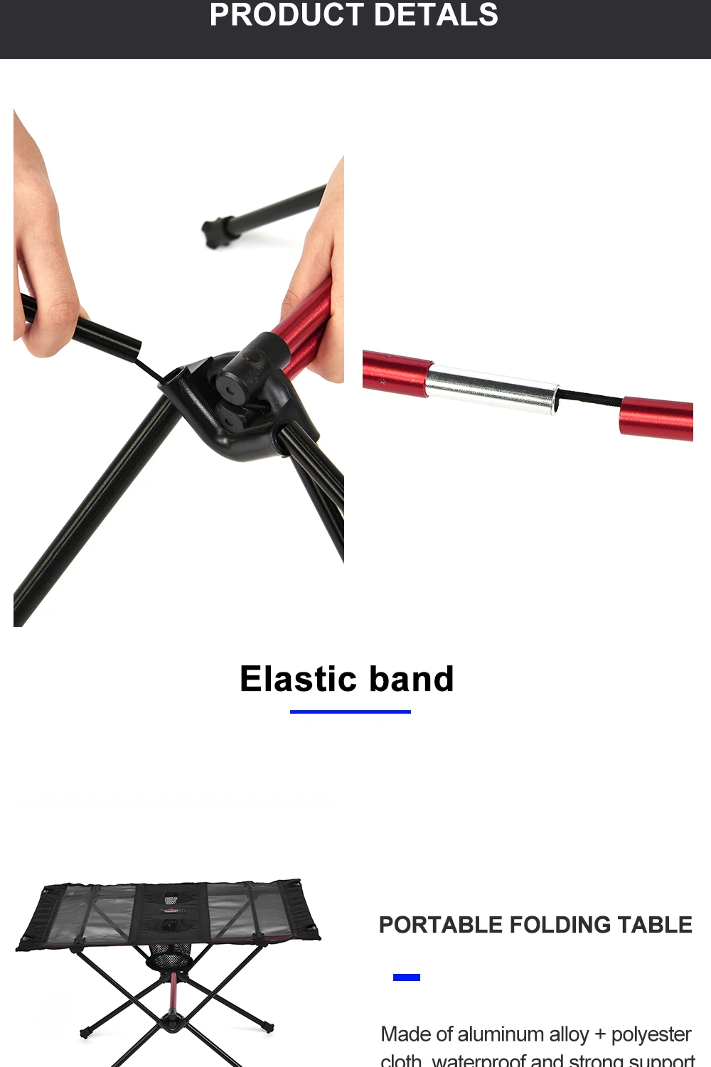 WIDESEA Tragbarer, zusammenklappbarer Campingtisch mit Getränkehaltern und Netztasche, leichter Outdoor-Picknicktisch für Wandern, Reisen, Strand – Detail 3