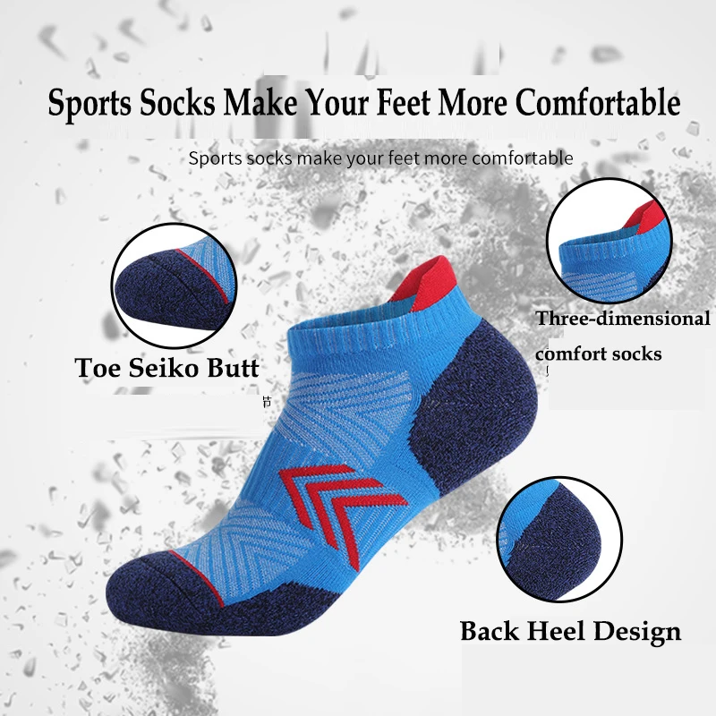 Men Sports Running  Ankle Socks Athletic Thick Cushion Compression Non-slip Cotton Cozy Low Cut Hiking Soft Tab Short Sock