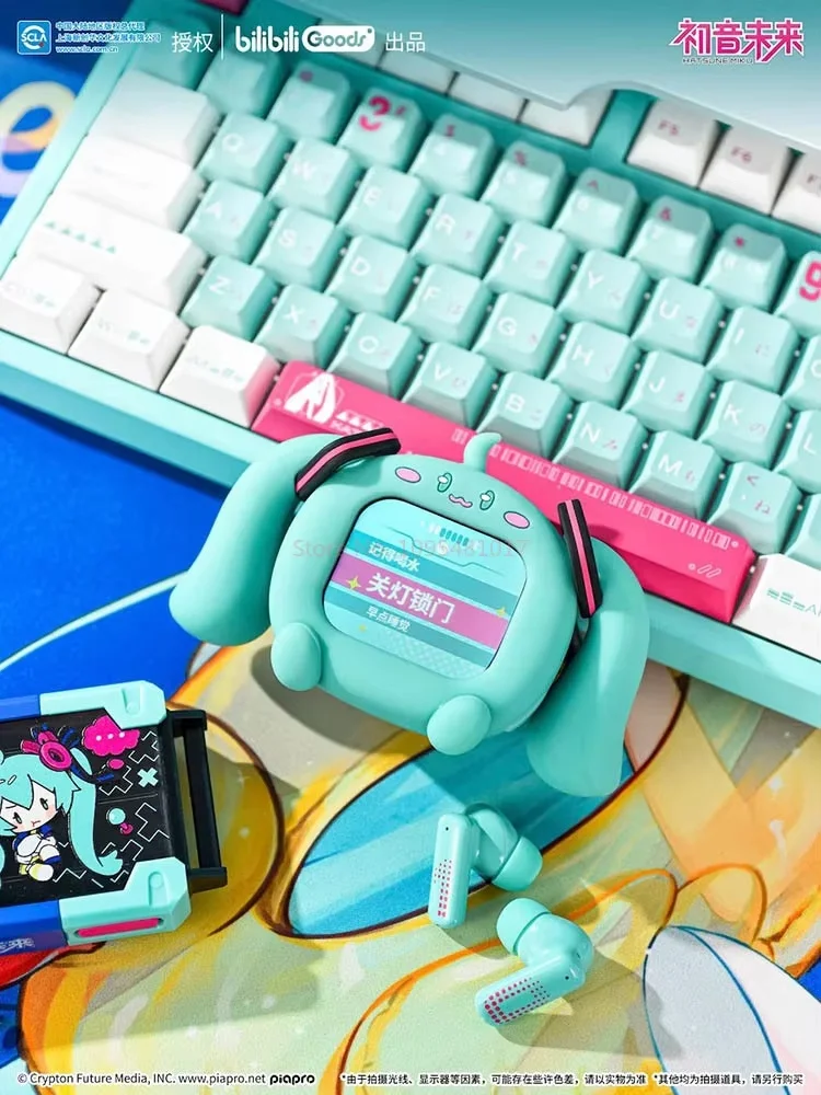 

Наушники TWS Bilibili Hatsune Miku CUBE FACE с сенсорным LCD-экраном, интерактивным дисплеем и Bluetooth, подарочная коробка, подарок на день рождения