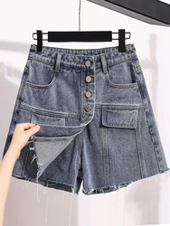 Plus Size Denim Spódnica Szorty Dla Kobiet 2024 Jesień Nowe Guziki Wysoka Talia Skort Kobiety Koreański Streetwear Mini Jeans Spódnica Kobieta