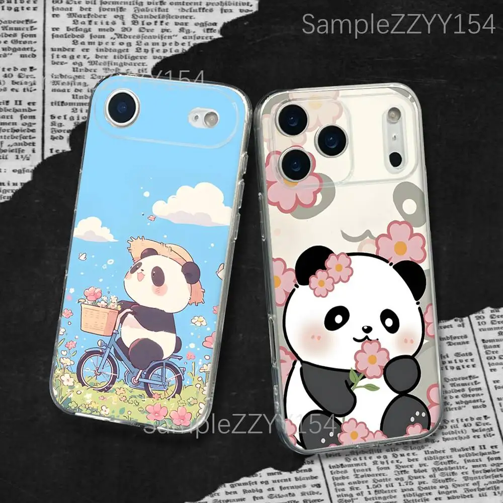 

Cute Panda Phone Case For iPhone 17,16,15,14,13,12,11 Pro,Max,Plus,X,XS,XR,SE4,E Mini Transparent Soft Cover