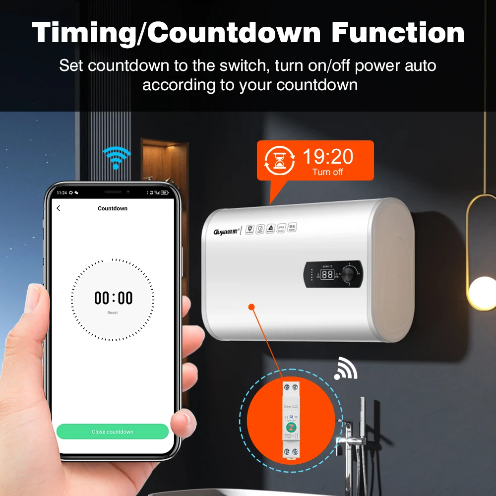 WiFi/Zigbee MCB Intelligenter Leistungsschalter mit Überstrom- und Unterspannungsschutz, Energiemessung 1-63A 1P+N Smart Life Google Alexa – Detail 13