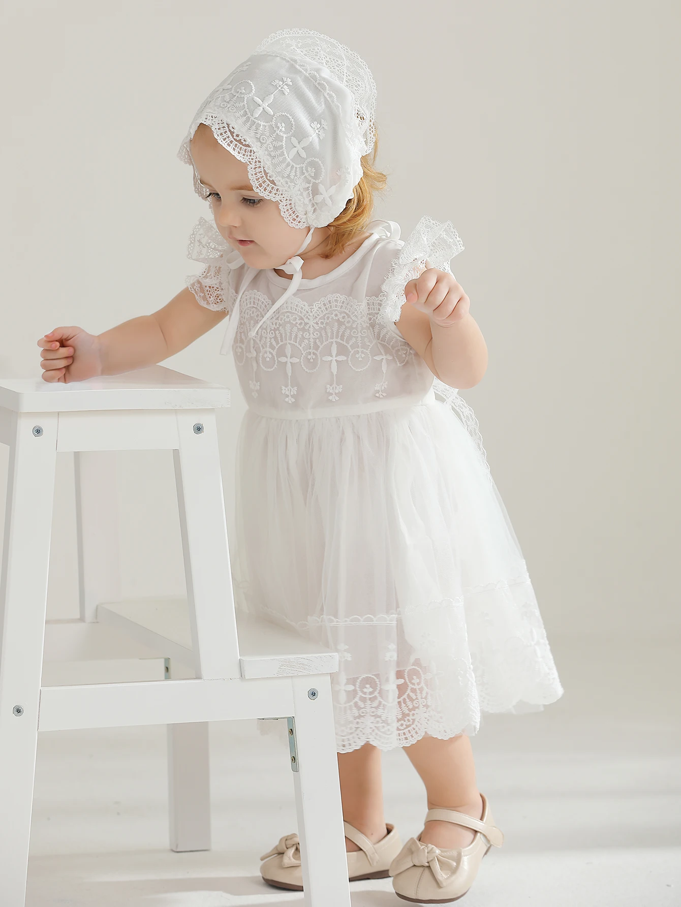 2 Piece Infant Outfit Baby Girls Embroidered Christening Baptism Dress Baby Dress In 1Month Old Christening Clothes