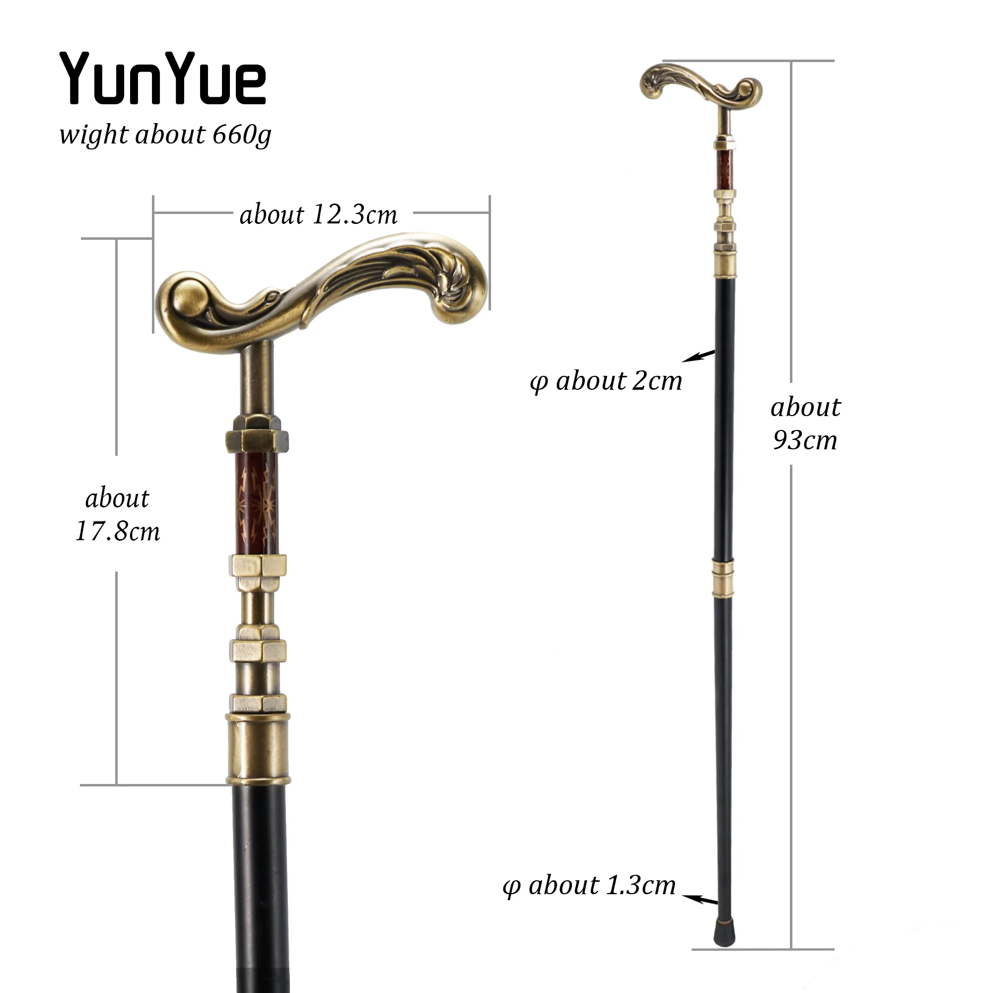 女性のためのヴィンテージブロンズフラワーウォーキングスティック、装飾的な吸血鬼、ファッショナブル、エレガント、ハロウィーン、コスプレ、パーティー、93cm