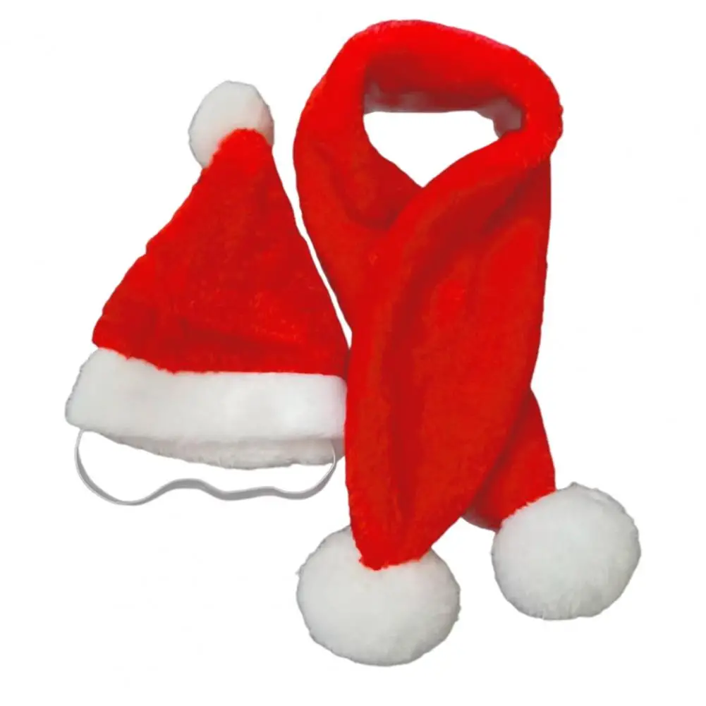Pet Winter Apparel Set Festive Pet Accessories Festive Pet Christmas Hat Scarf Set for Dogs Cats Fluffy Winter for Holiday