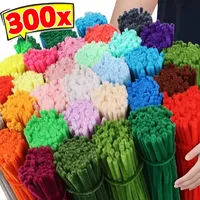 300/10pcs Colorful Chenille Stems Pipe Cleaner DIY Plush Tinsel Stem Wired Twist Stick Hair Strip Kids Handmade Educational Toys
