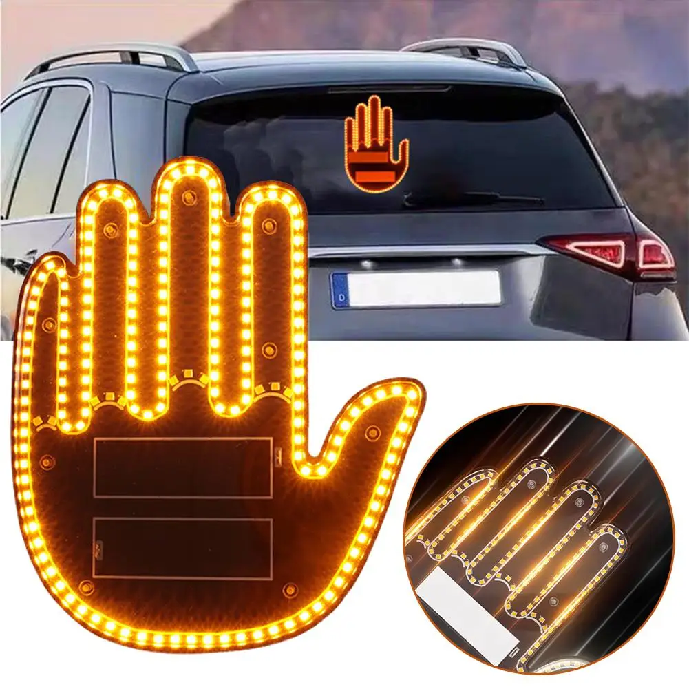 Car LED Illuminated Gesture Light Rainbow Color Hands Decoration Lamp Control With Up Accessories Funny Finger Rem O3Z0