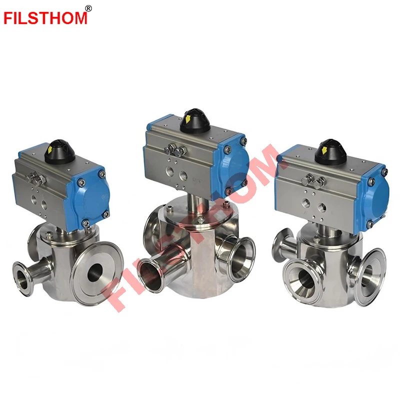 Pneumatic Three-Way Rotary Valve With Actuator For Sauce Liquid Paste Pneumatic Filling Machine Accessories  DN25 DN38 view 3