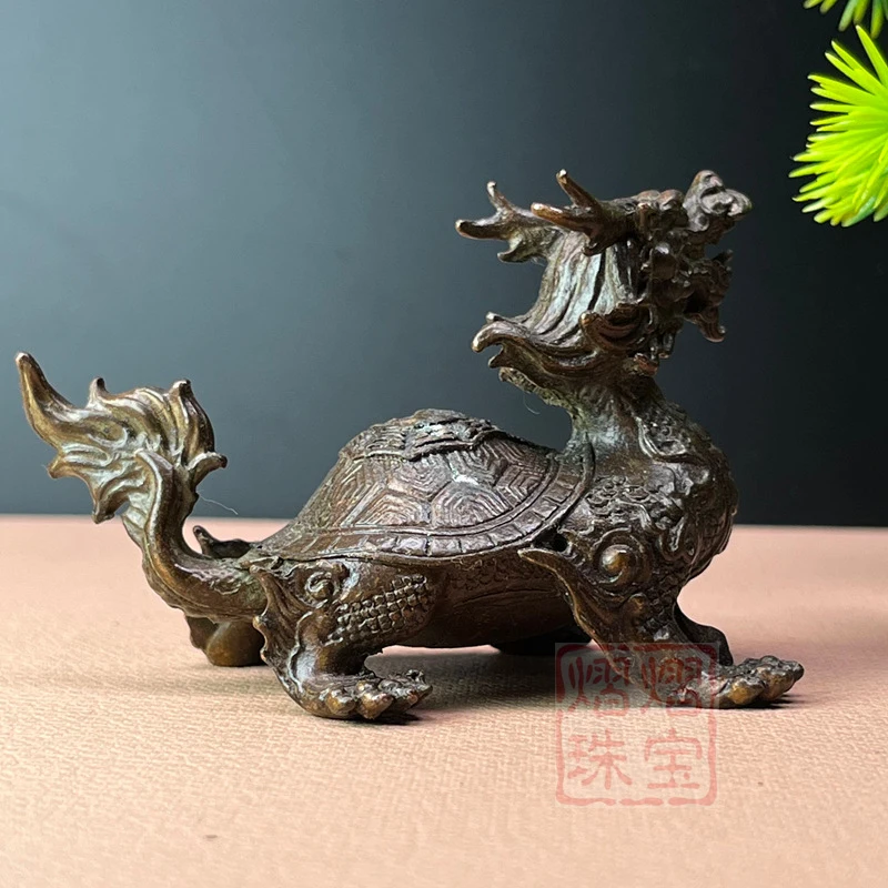 Wholesale bronze-colored dragon turtle ornaments, Bagua dragon turtle, dragon head turtle, decoration for living room, entrance,