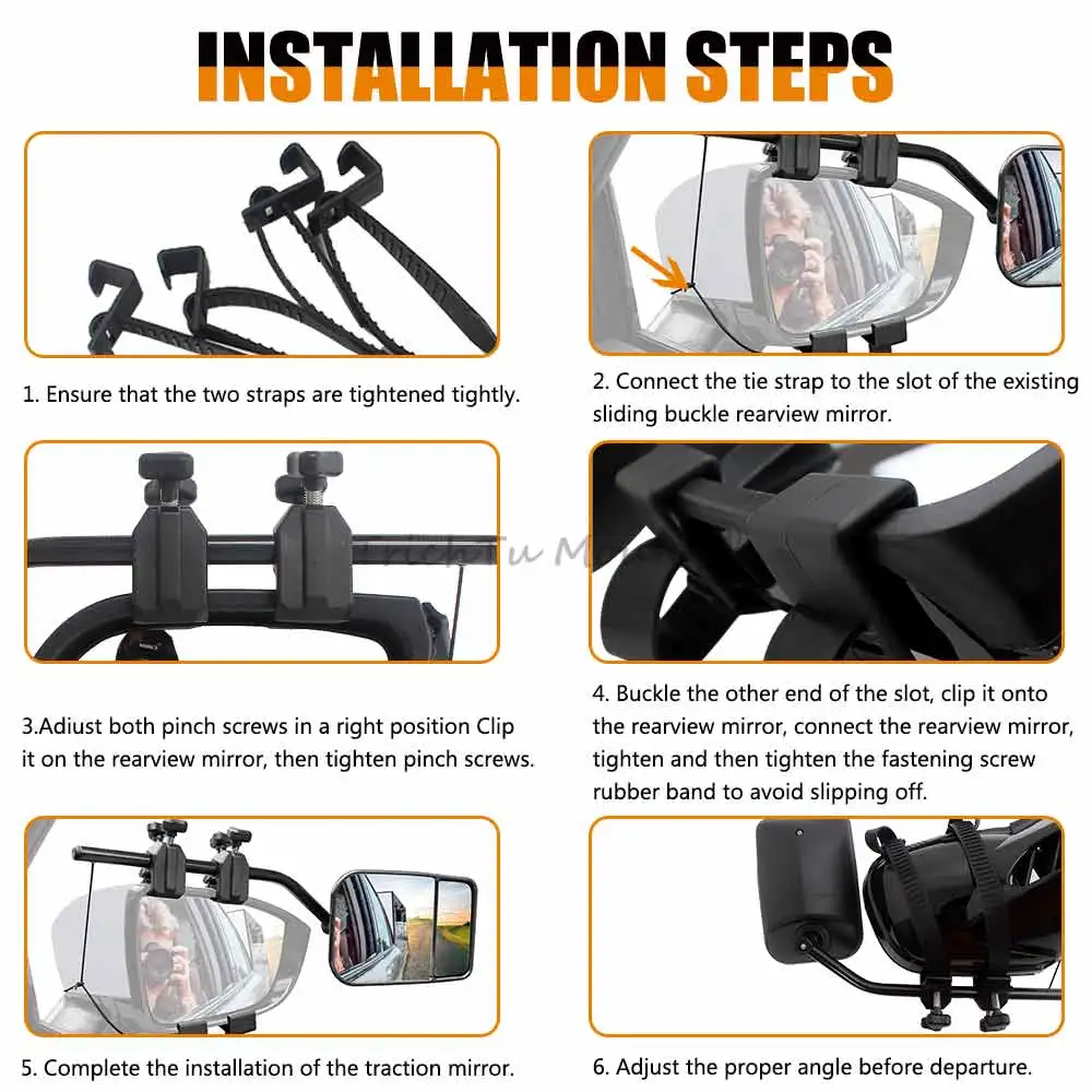For Example RVs/Trucks/Caravan/Van/Cars/Trailers 1 Set Black Front Extension Mirrors Towing Trailer Including Mirror Universal - view 2