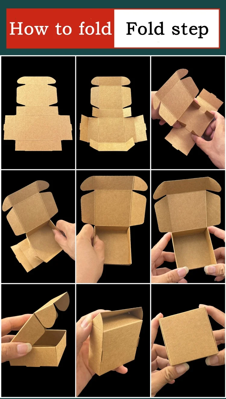 100PCS 350gsm Cardboard Kraft Paper Packaging Box DIY Blank Handmade Jewelry Soap Toys Custom Logo Gifts Folding Shipping Boxes