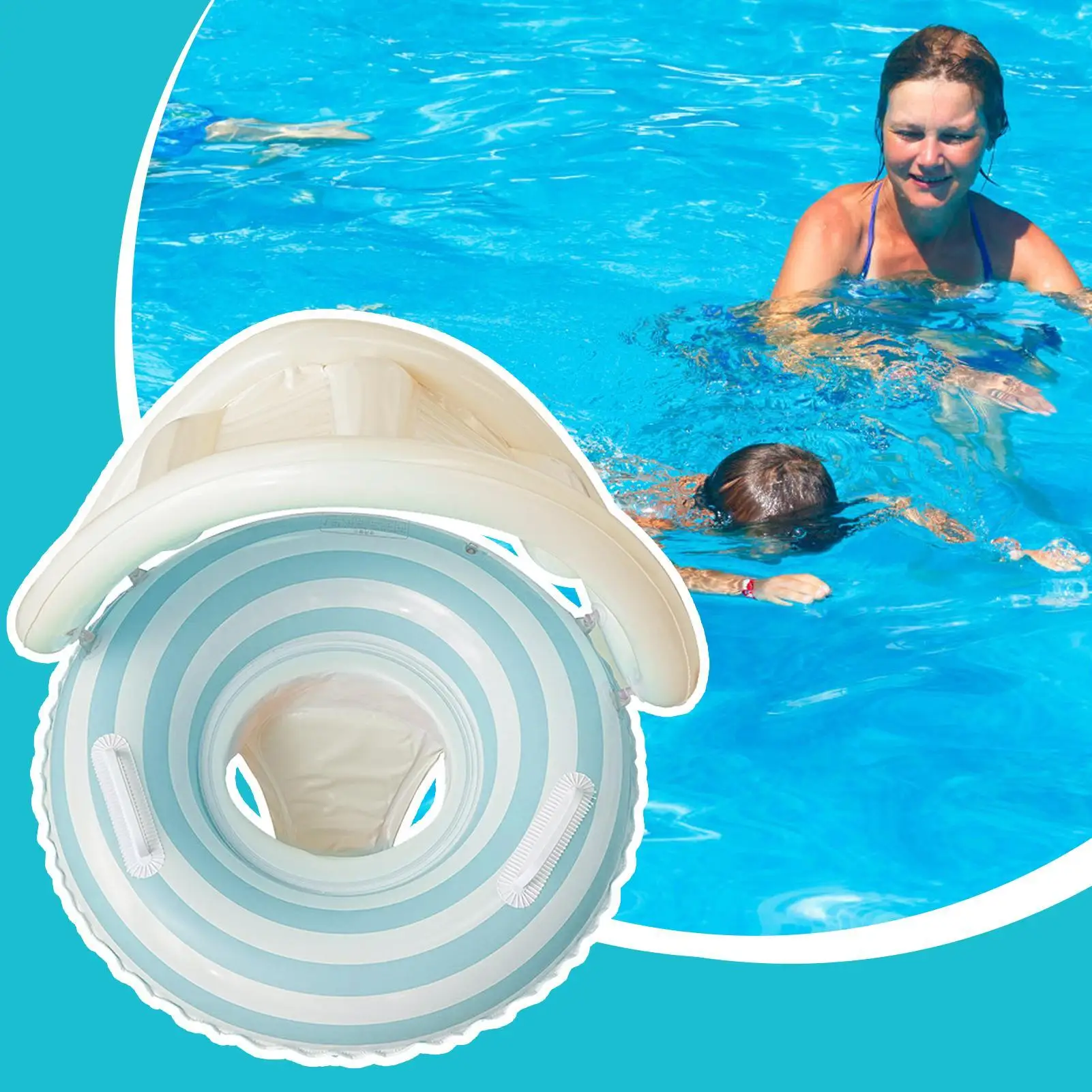 Anillo de natación flotante inflable para piscina de bebé, flotador con refugio de protección solar para niños, juego de agua, piscina y playa