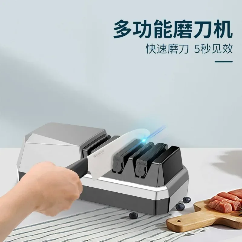 Electric Knife Sharpener for Home Kitchen, Knife Sharpening, New Edge Automatic Adjustment Slot, 3 Stage