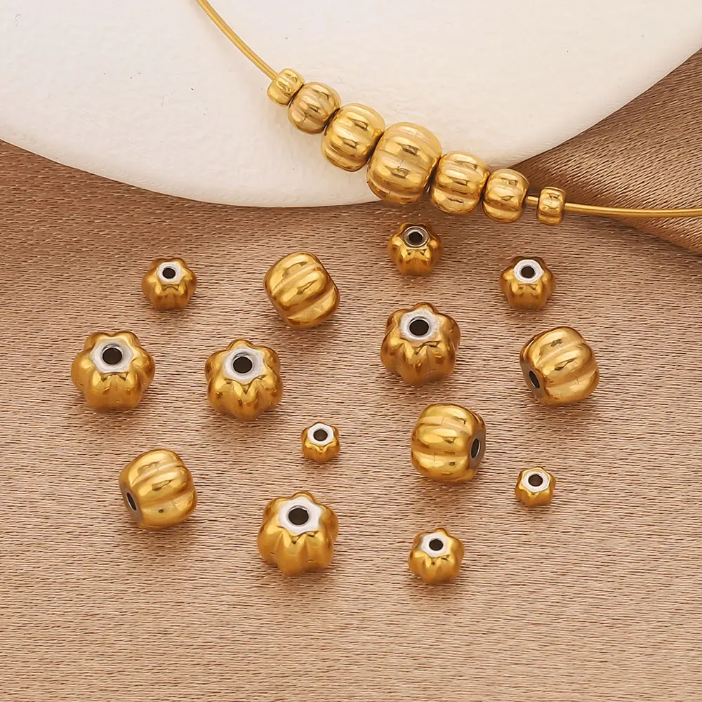 

20pcs Stainless Steel Gold Spacer Beads Charm Loose Bead Jewelry Making Supplies for DIY Bracelets Necklace Wholesale Waterproof