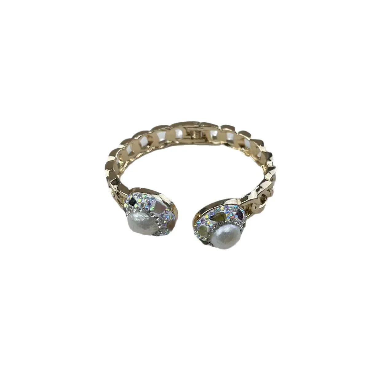 Baroque pearl clay inlaid tourmaline live color retention bracelet original design jewelry vintage jewelry