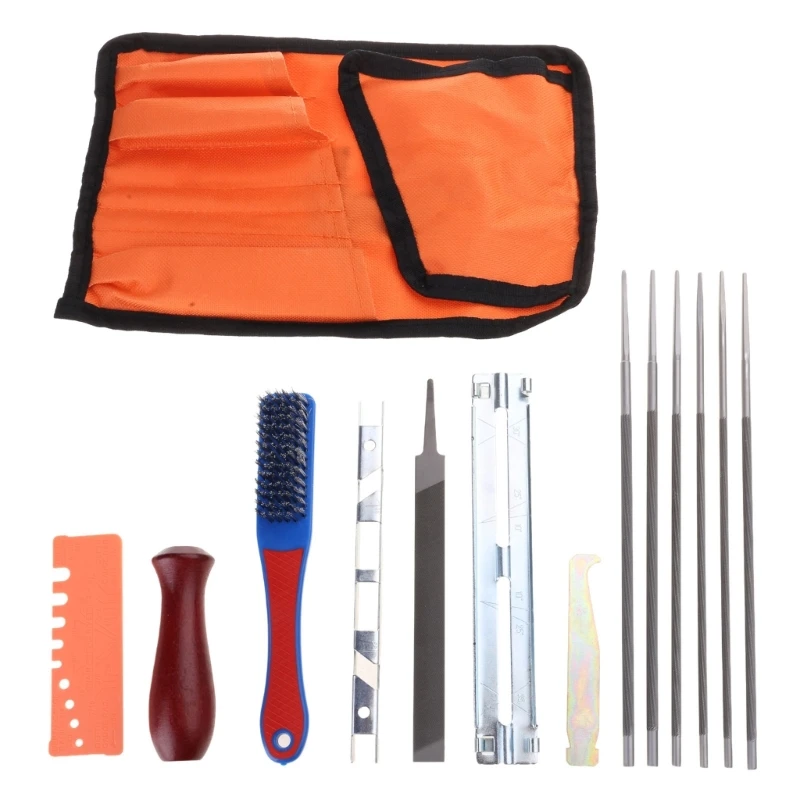 

13Pcs 4.0/4.8/5.5mm Saw Chain and File Sharpening Kit for Cutting, Trimming, and Shaping Wood M4YD