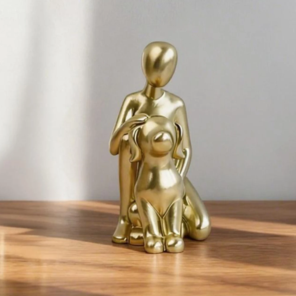 

Craft Sculpture Decoration for Dog Lovers A Family Set of Human and Dog Suitable for Home Decor Figure Living Room Ornament Item