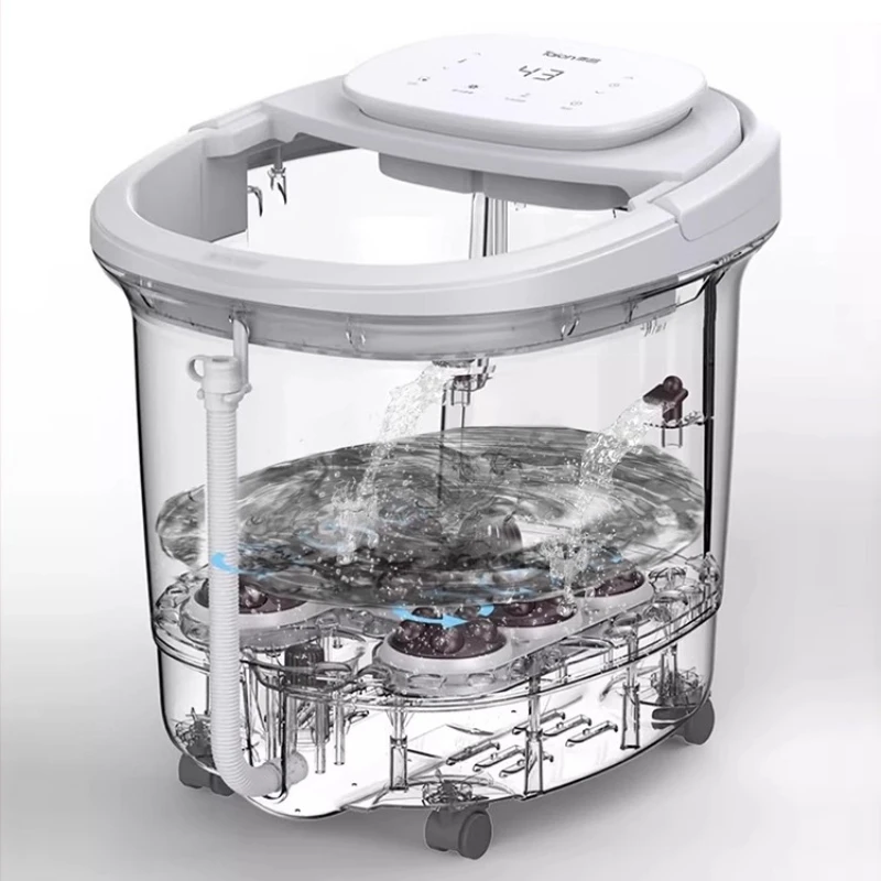 حمام سبا أوتوماتيكي ساخن للقدمين، مدلك كهربائي بدرجة حرارة ثابتة مع فقاعات ركوب الأمواج، أنبوب تصريف، وظيفة الذاكرة، ضوء LED #5