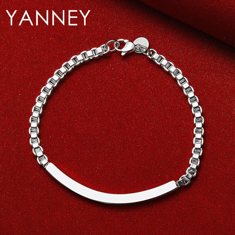 

Fashion 925 Sterling Silver 8 Inches 4MM Fine Box Chain Bracelet For Women Luxury Wedding Gifts Jewelry Party