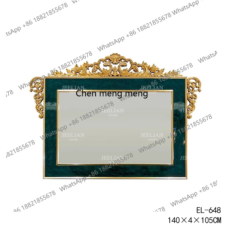French heavy industry solid wood carving, bedroom cosmetic mirror, villa living room corridor entrance decorative mirror