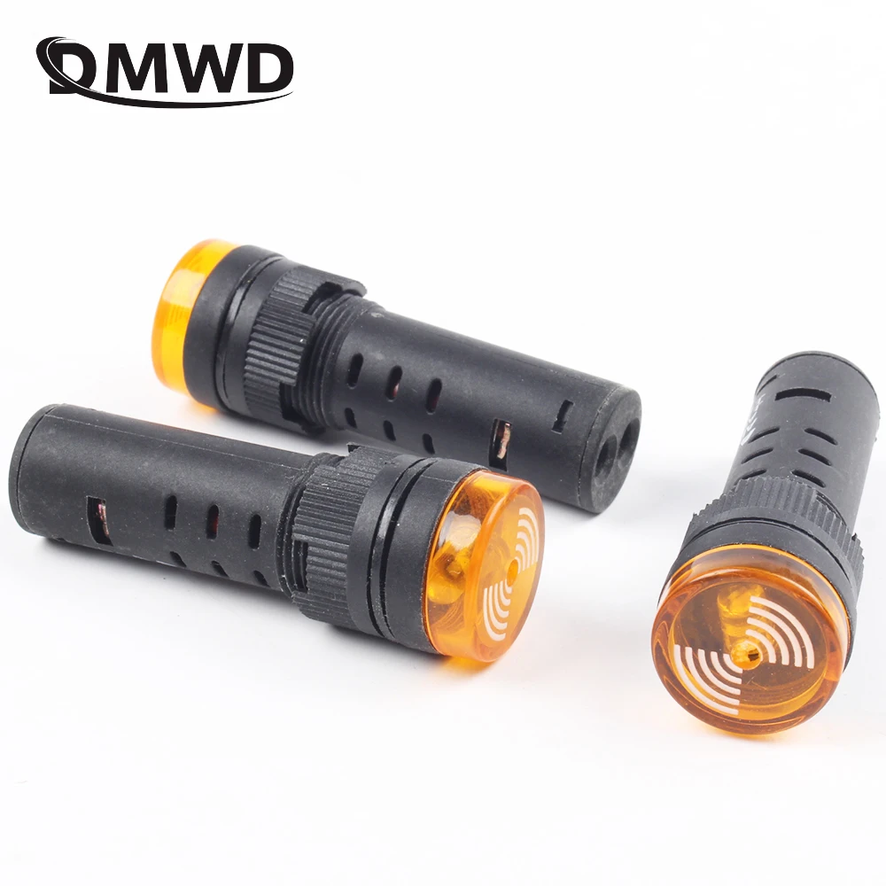 1pc黄色AD16-16SM 12v 24v 110v 220v 16ミリメートルフラッシュ信号赤色ledアクティブブザー音アラームインジケータ