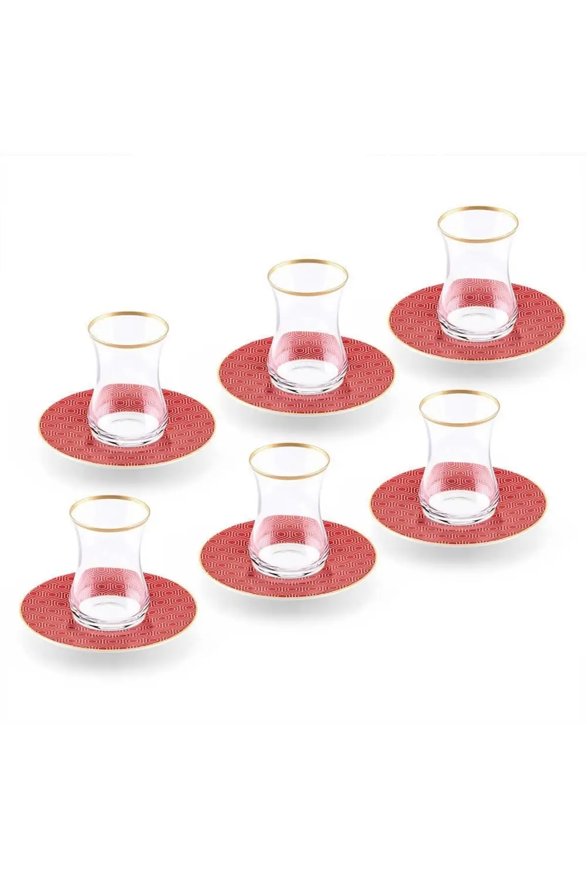 DOLBOVI New Bone China 12 Parça 6 Personality Red tea Set-Fsn-Tea-01 English tea Glass cup