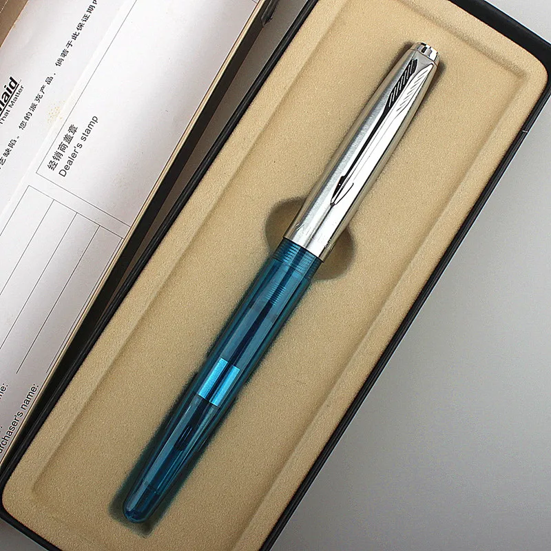 

Classic 017 Fountain Pen transparent blue silver plastic Stationery Office School Supplies Ink Pens