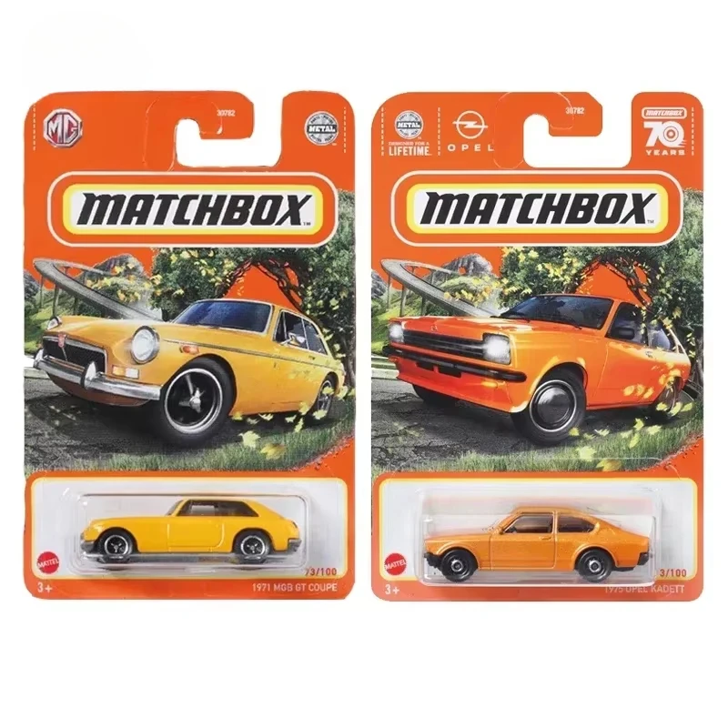 Original Mattel Matchbox 1/64 coche Diecast 70 años 1975 Opel Kadett 1971 MGB vehículo modelo juguetes para niño colección regalo de cumpleaños