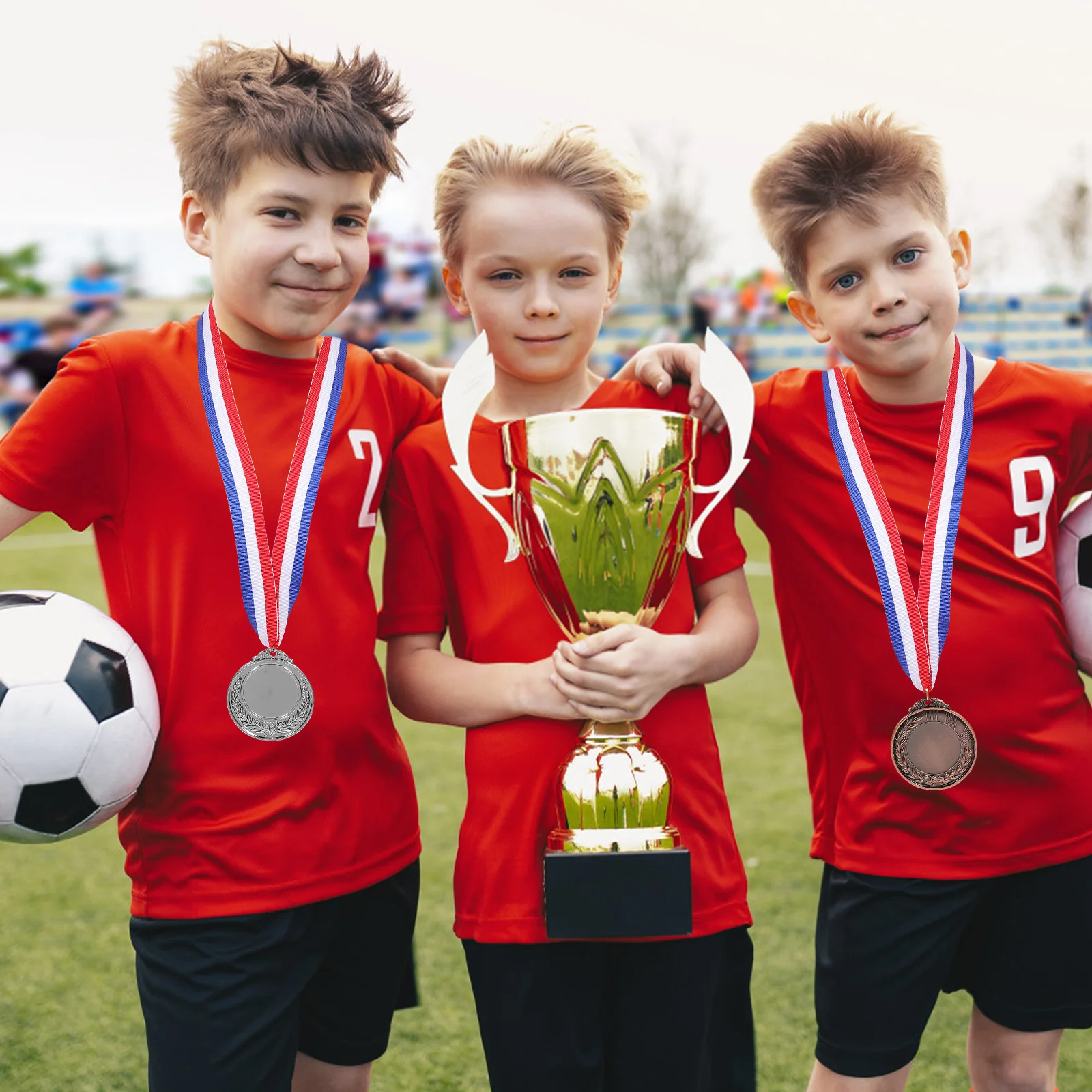 6 個の競技メダル ゴールデン シルバー ブロンズ ポータブル 絶妙なメダル スポーツイベント用 賞メダル メタル賞メダル