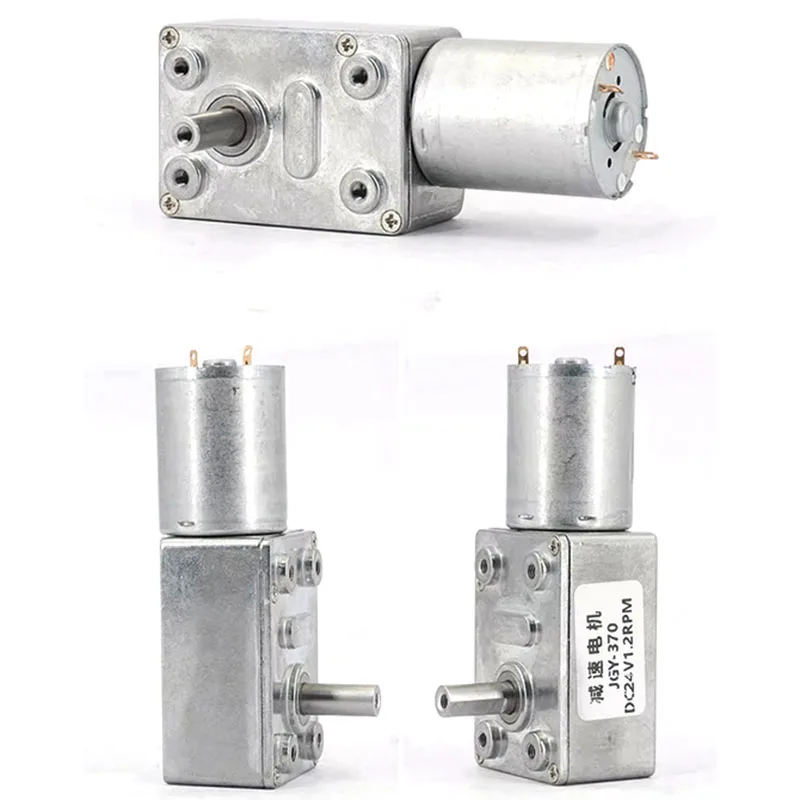 JGY370 عزم دوران عالي مخفض السرعة المعادن دودة موتور تروس عكسها منخفضة السرعة دودة موتور تروس 6 فولت 12 فولت 24 فولت 0.6 ~ 375 دورة في الدقيقة