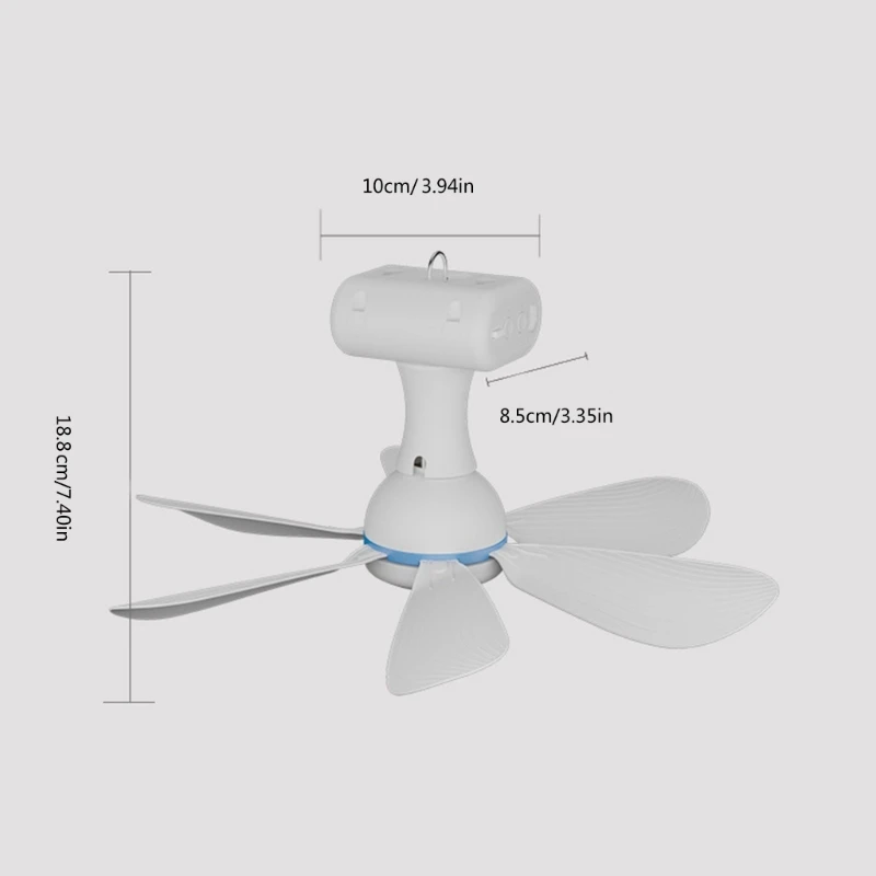 Rechargeable Ceiling Fan Remote Ceiling Canopys Fan 2Speed Hangings Fan 10000mAh