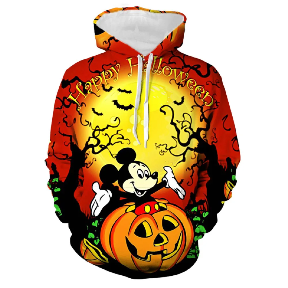 

Halloween Party Hoodies Autumn Men and Women Cartoon Disney Mickey Hoodies Pumpkin 3D Printing Fashion Jackets Casual Streetwear