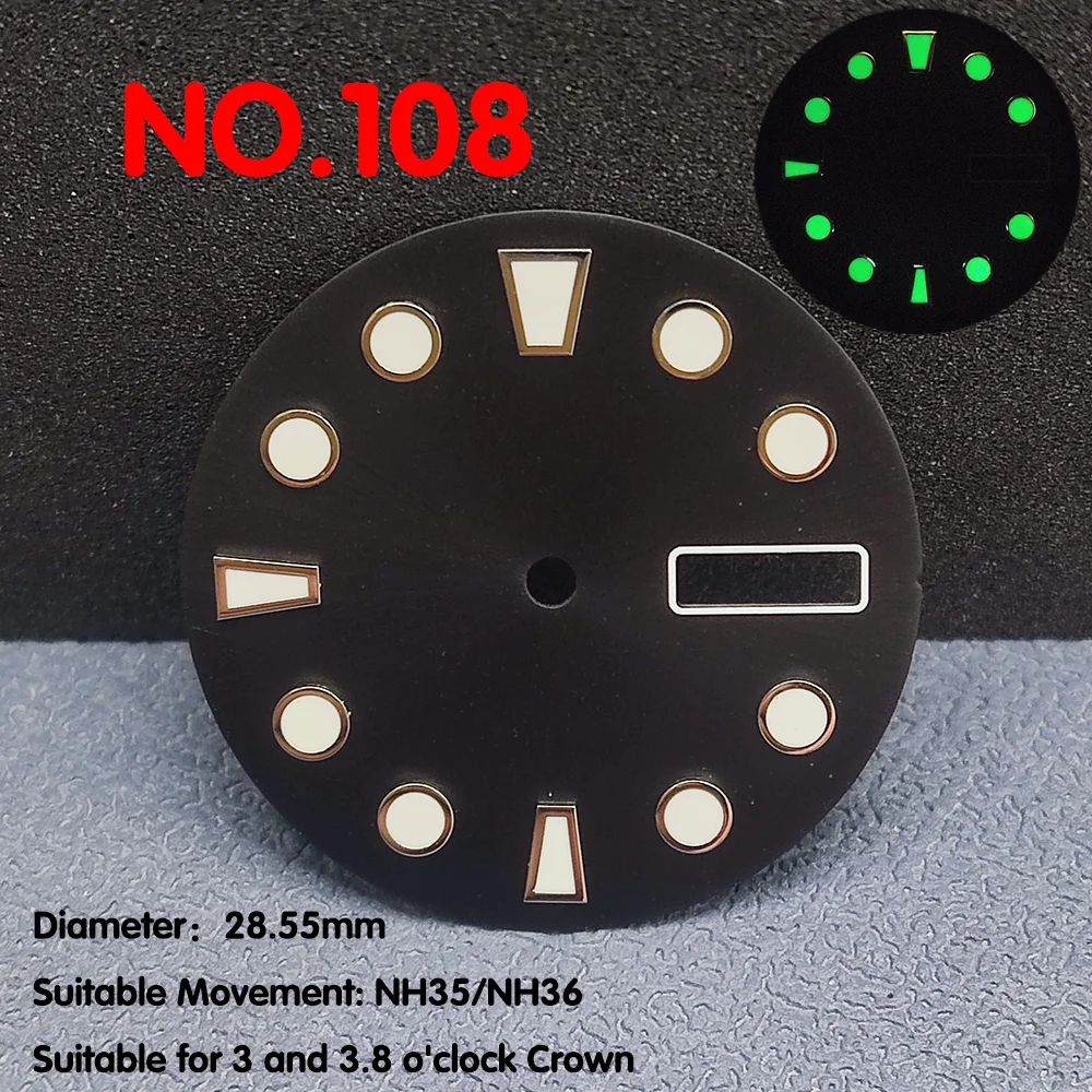 Сменный циферблат NH35/NH36 для часов, двойной циферблат с календарем 28 мм, настраиваемый логотип