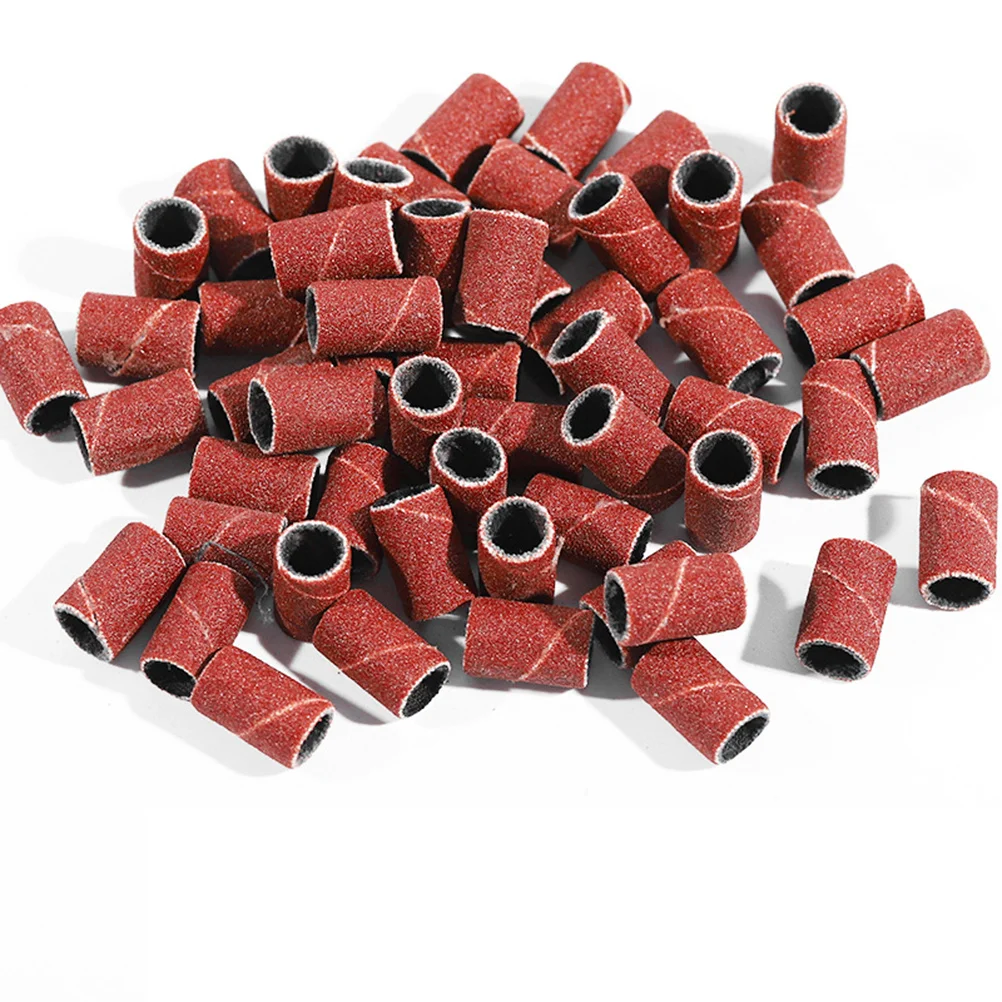 100개입 180 그릿 샌딩 링 네일 드릴 그라인딩 헤드 내추럴 인조 손톱용 내구성 있는 매니큐어 페디큐어 도구