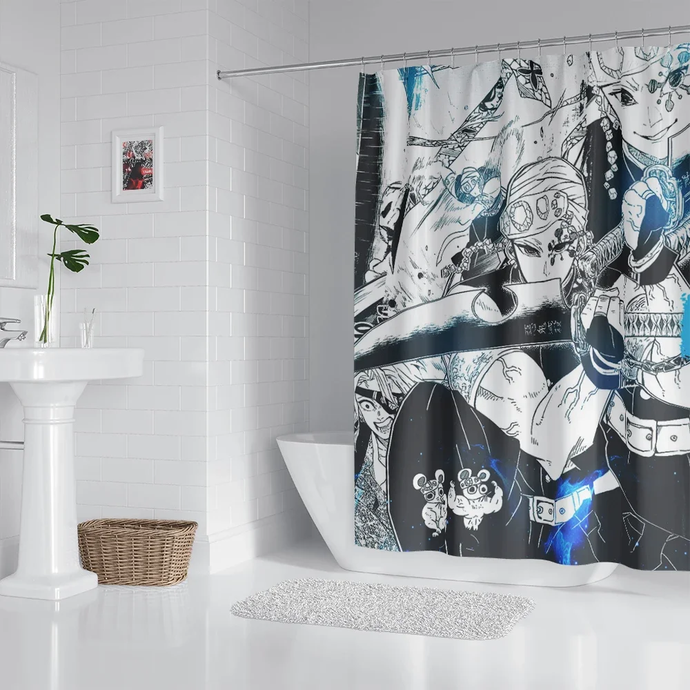 Anime Shower Curtain With Hook Bathroom Curtain Bathroom Decor Anime Decor bathroom accessories shower curtains for bathroom