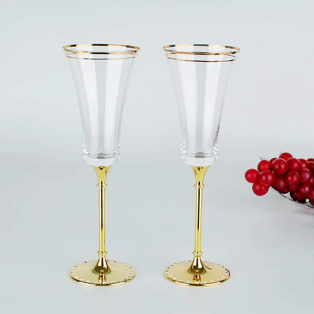 

2pcs Wedding Handmade Crystal Red Wine Goblet Glass Luxury Champagne Flutes Glasses Whiskey Cup Drinkware Party Lover Gift