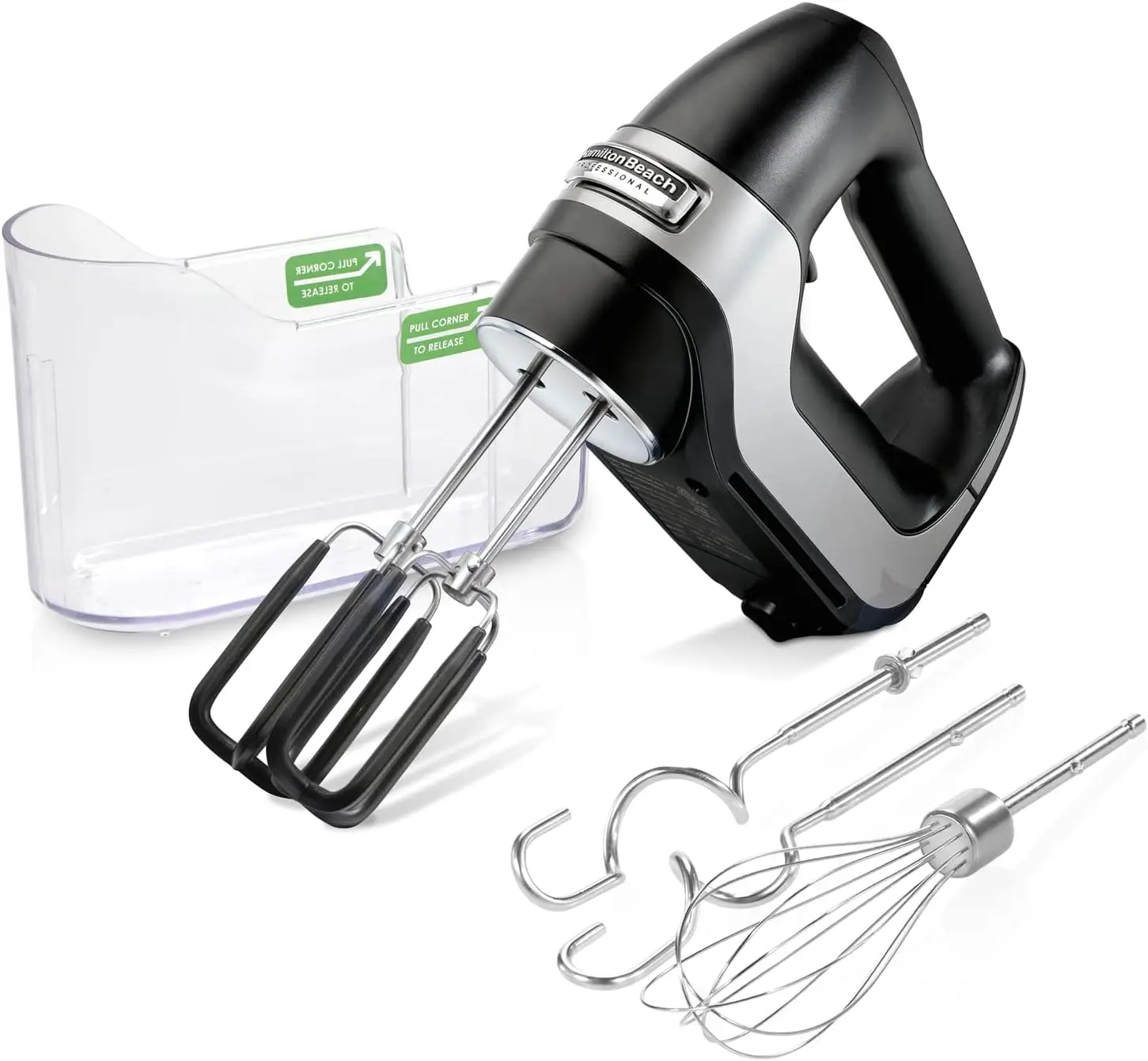 

7-Speed Digital Hand Mixer with DC Motor, Slow Start, Storage Case, Beaters & Dough Hooks in Matte Black