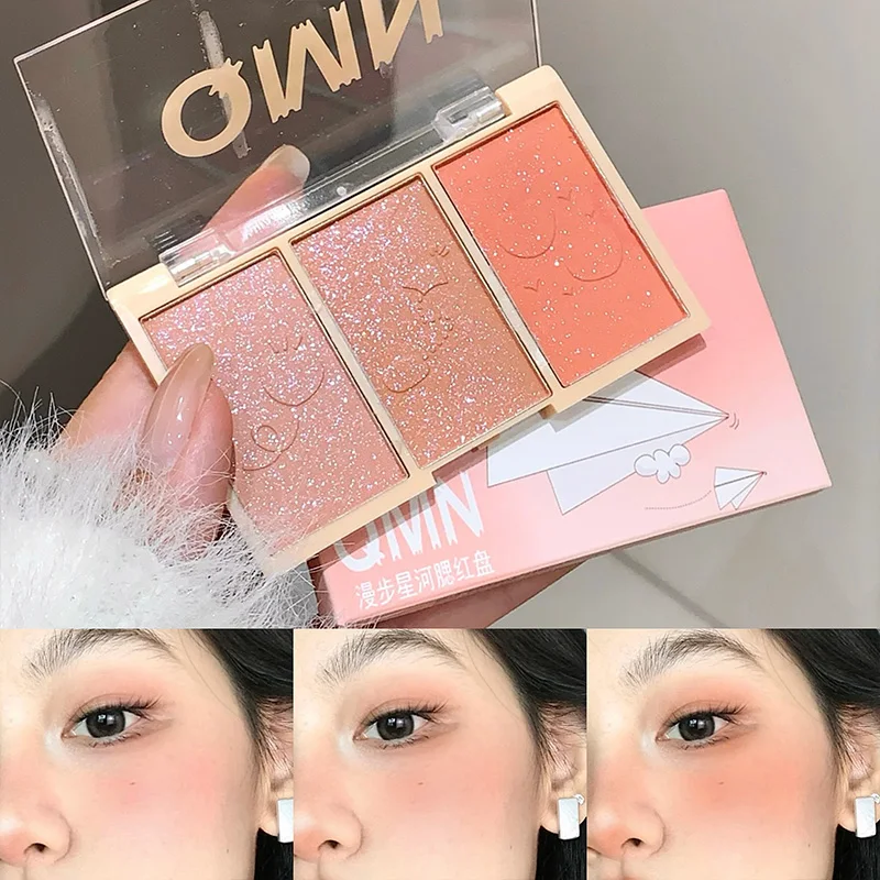Strolling Star Blush Tray Natural Nude Milk Tea Powder สีอ่อนง่าย Matte Glitter blush tray