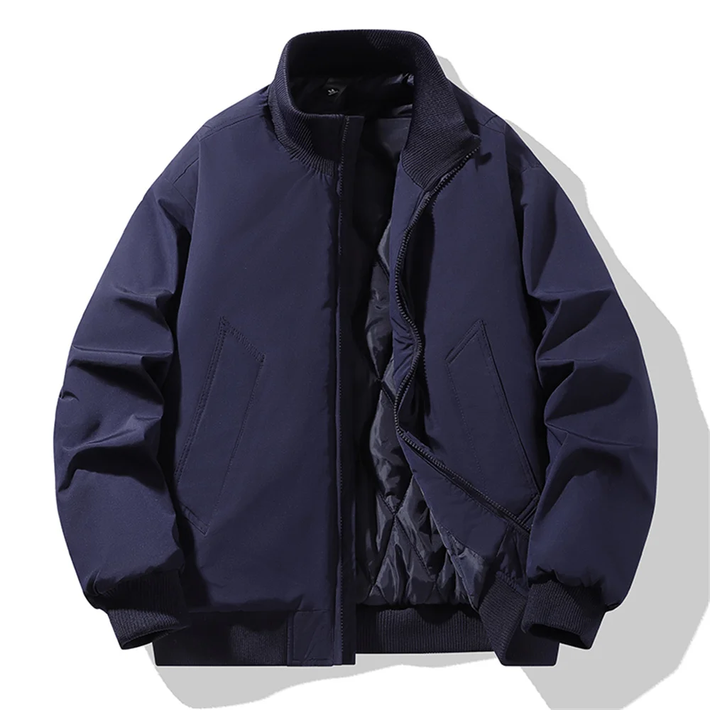 Moda Otoño/Invierno, chaqueta acolchada de algodón deportiva gruesa y cálida de color sólido, abrigo de algodón con cuello de béisbol a prueba de viento para exteriores