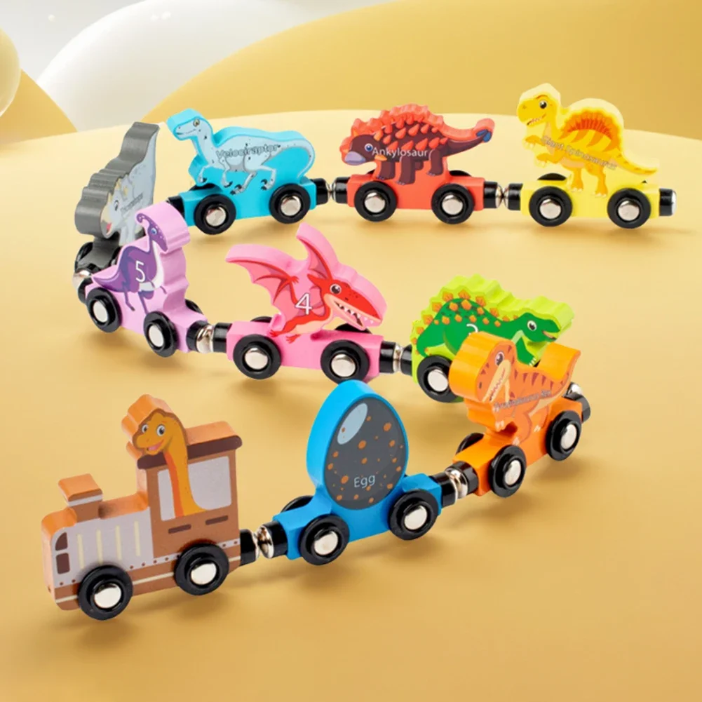 

Магнитный деревянный поезд-динозавр, развивающие игрушки Монтессори, игрушки-динозавры, поезд с цифрами для малышей, для мальчиков и девочек 2, 3, 4, 5 лет