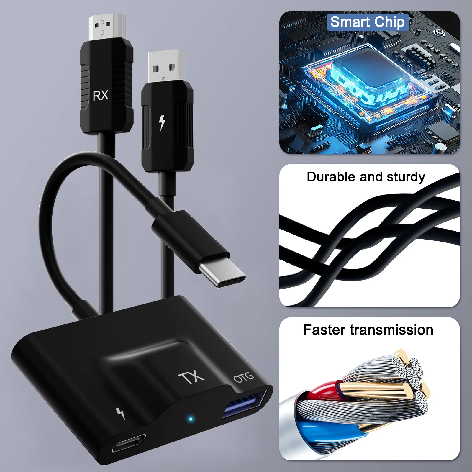 Imagem -02 - Usb c para Hdmi Transmissor e Adaptador Reciever Extensor de Exibição sem Fio Vídeo Streaming Áudio para tv Projetor