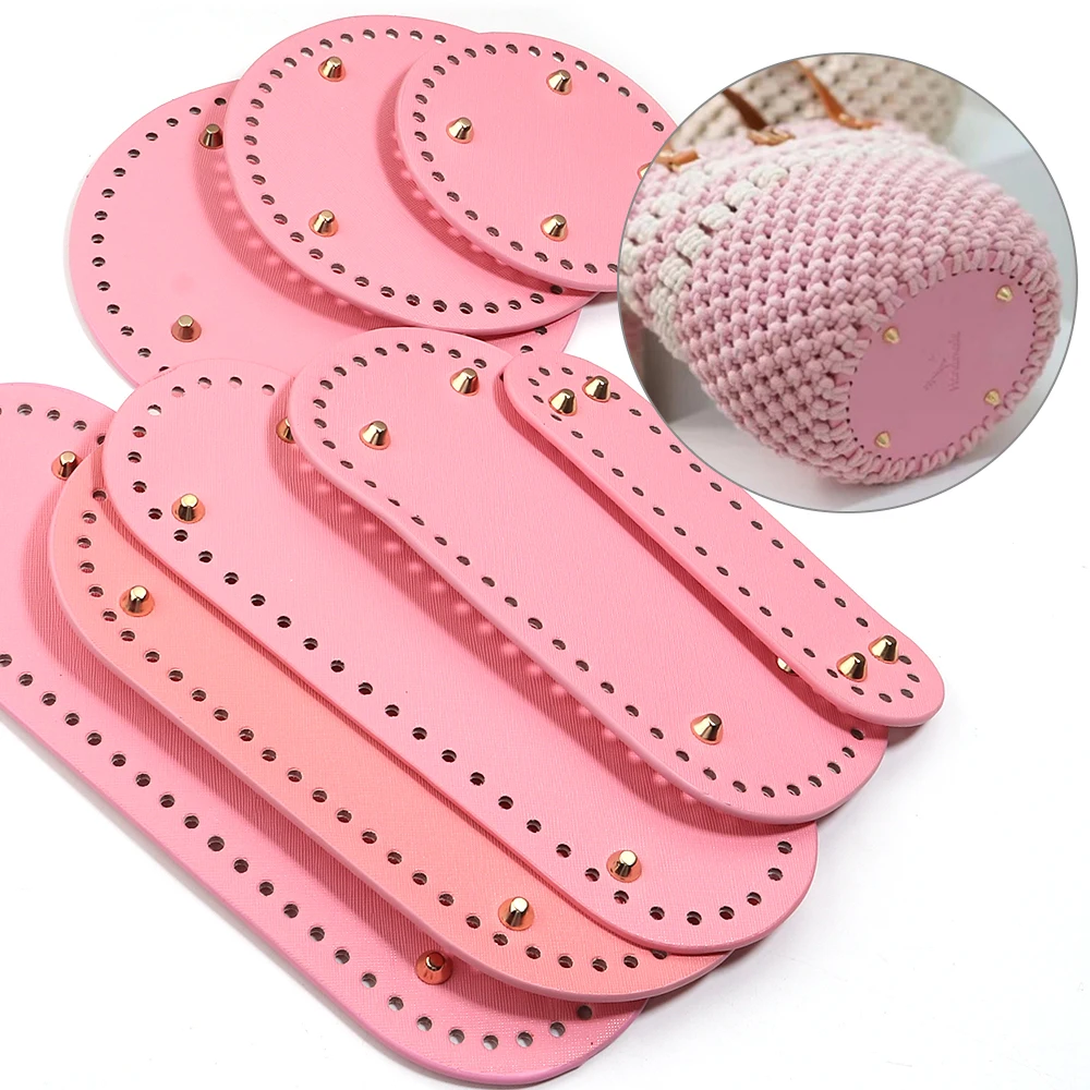 

Multiple Sizes PU Leather Bag Base Pink Round Oval Bag Bottom For DIY Handmade Knitted Crochet Bag Bottom Accessories