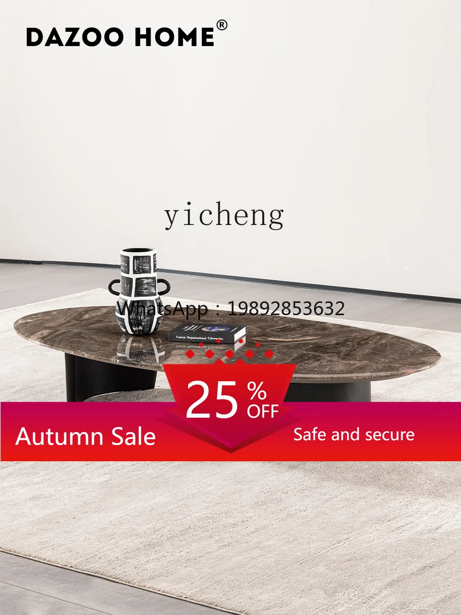 

Natural Marble Luxury Stone Endtable Designer High-End Oval Home Small Apartment