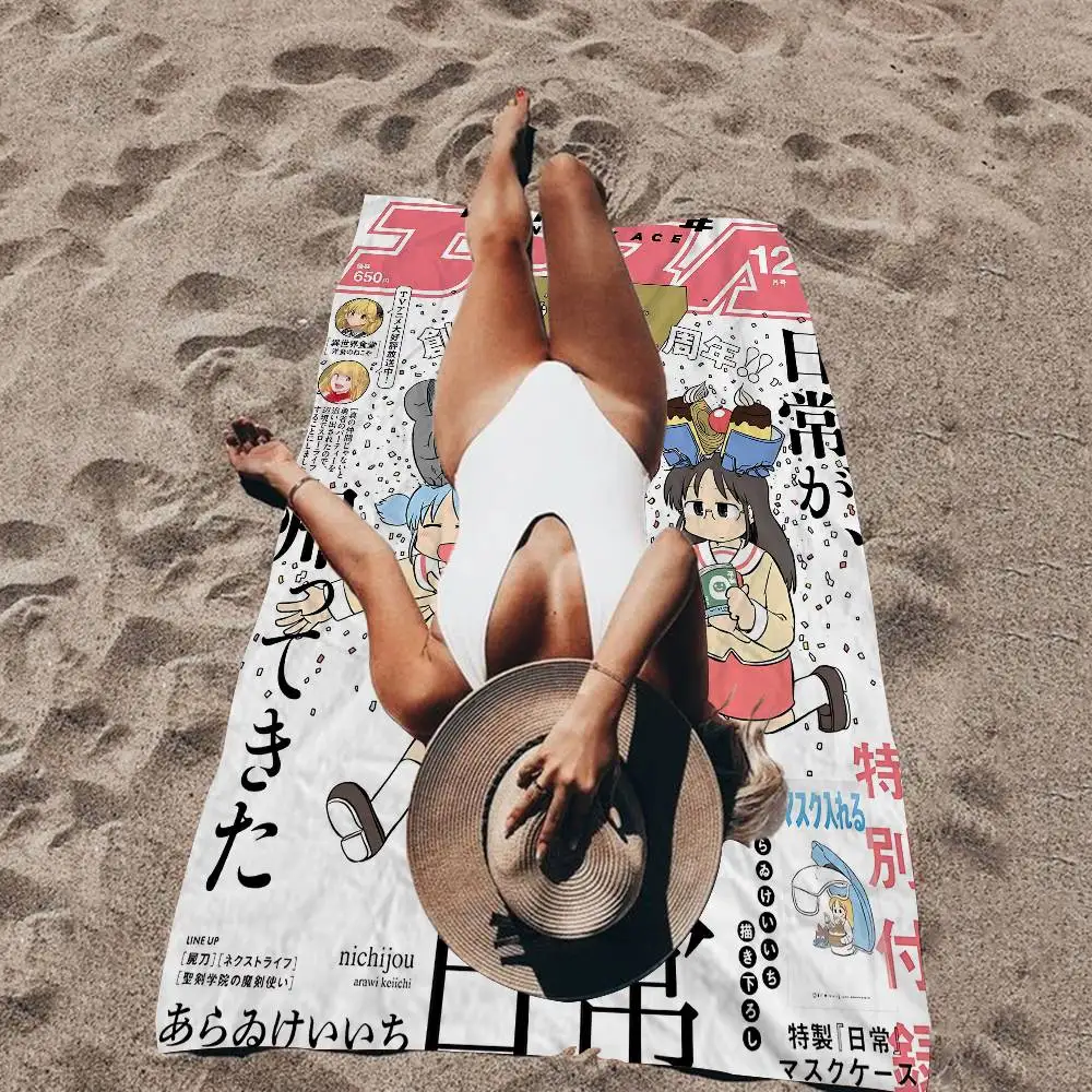 Japanese Anime N-Nichijou Microfiber Blanket Quick Drying Beach Towels Oversized Printing Super Absorbent Pool Towel Blanket