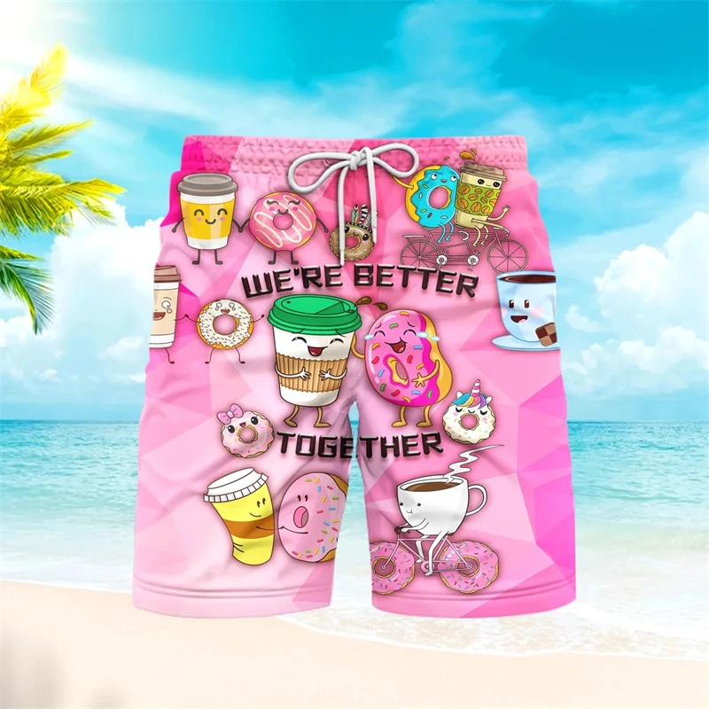 

Hamburger Pattern Beach man swim shorts Kids Cartoon Running Shorts 3d Printed Fast Food Surfing Board Sports Swimming Shorts